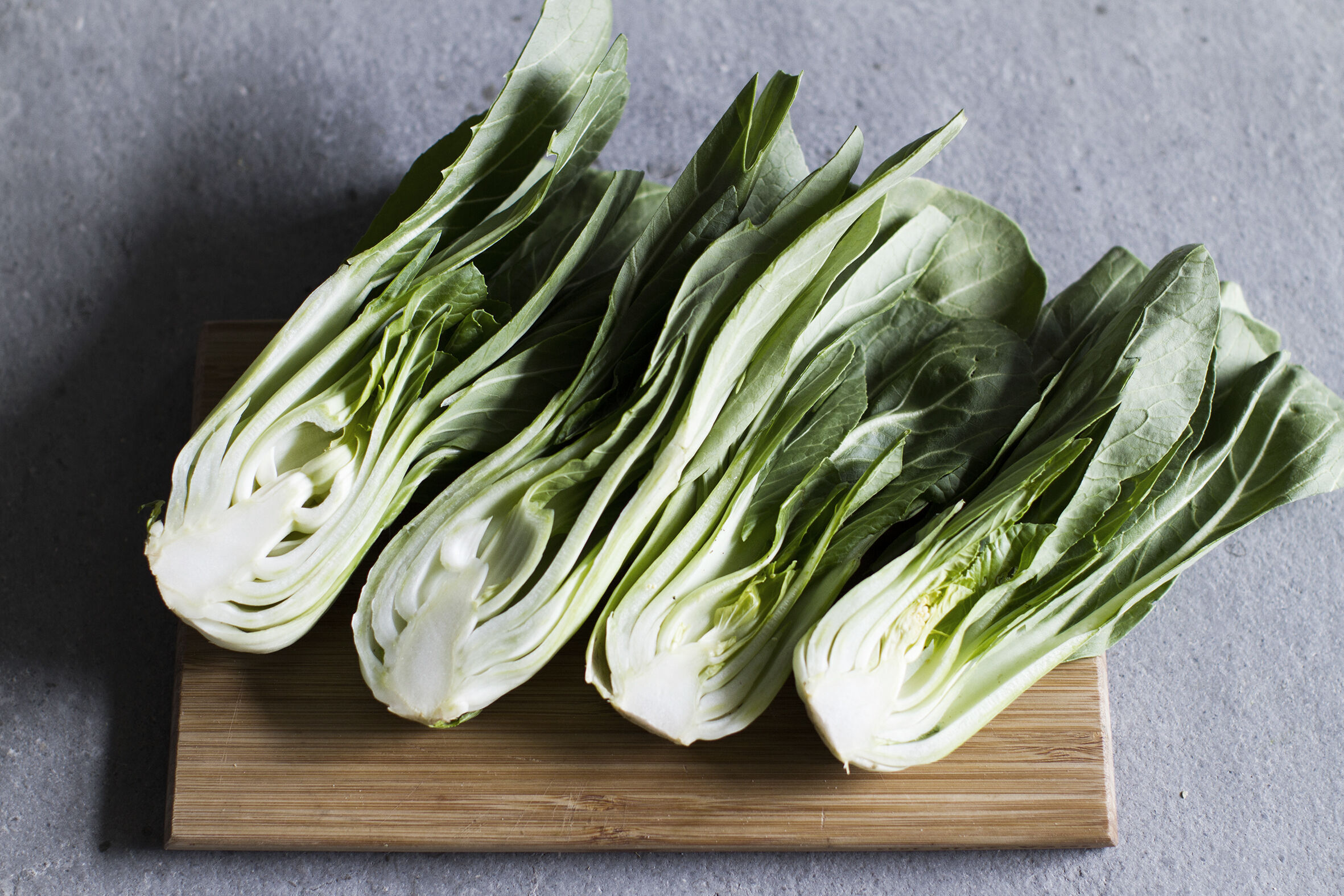 Stir fry with spinach chicory and baby bok choy