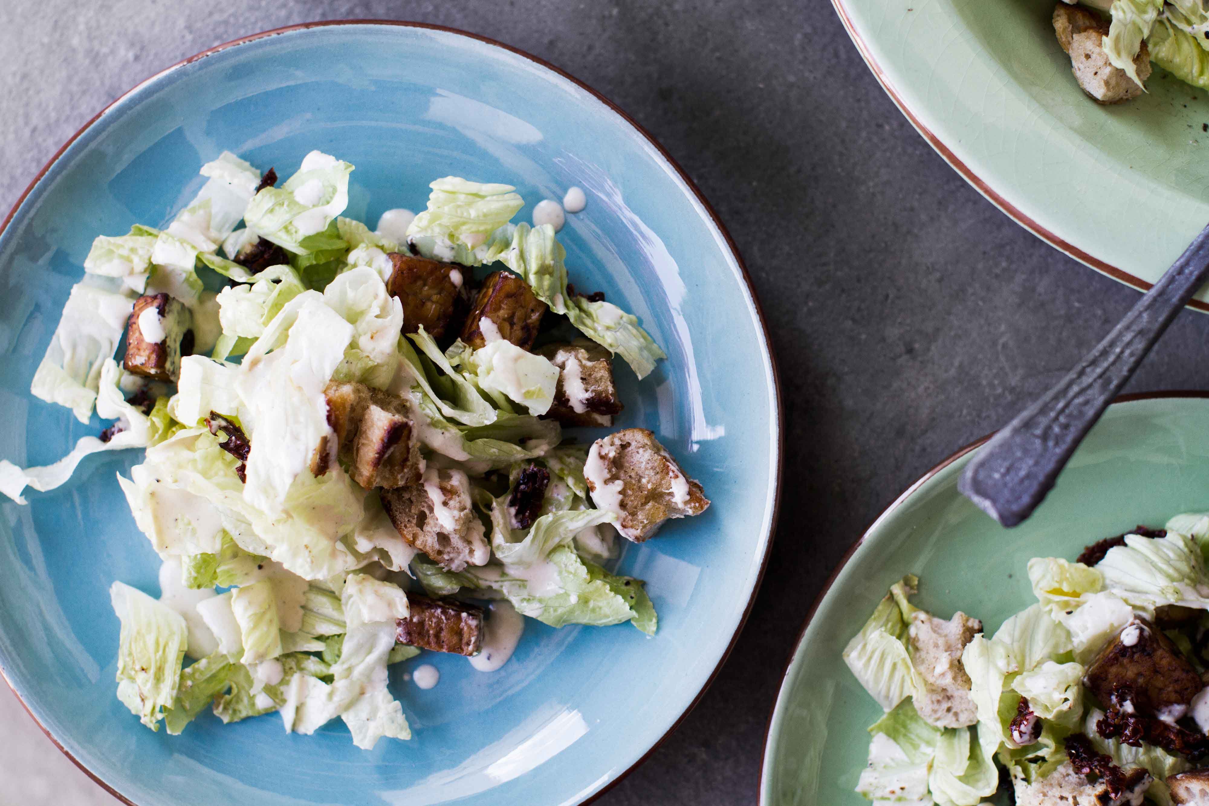Vegetarian Caesar salad with an Asian twist