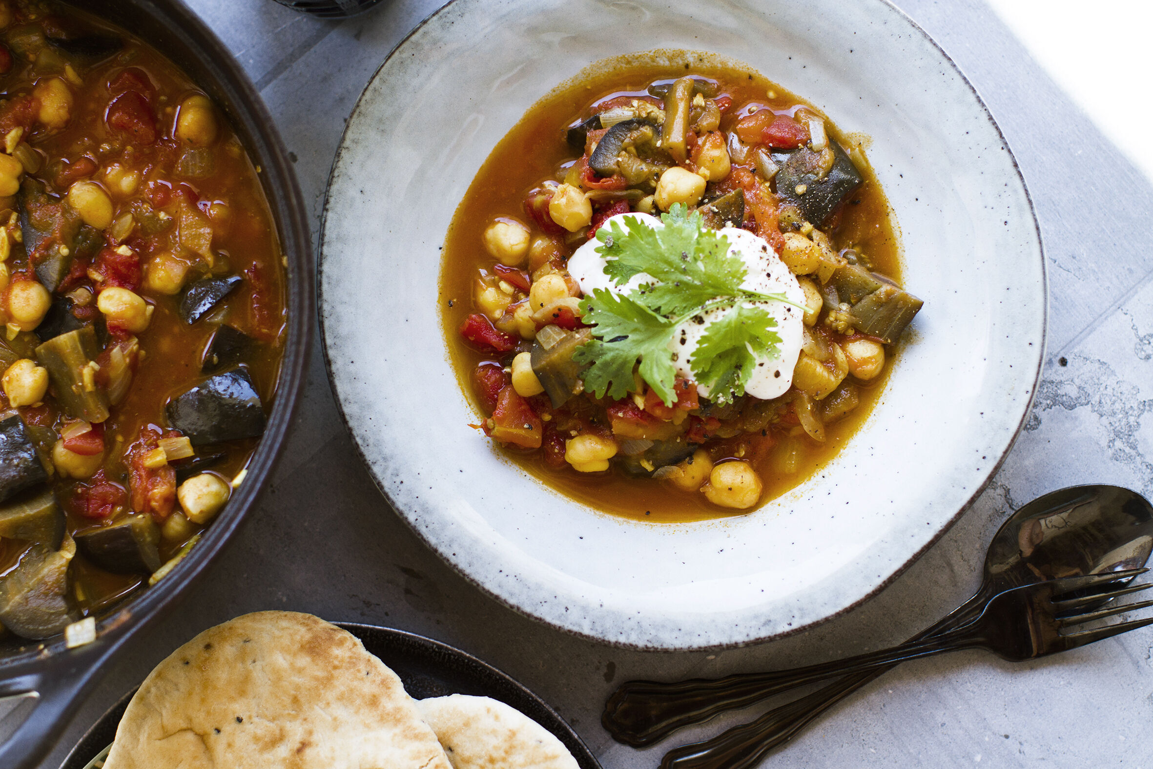 Ayurvedic vegetable salad & eggplant curry